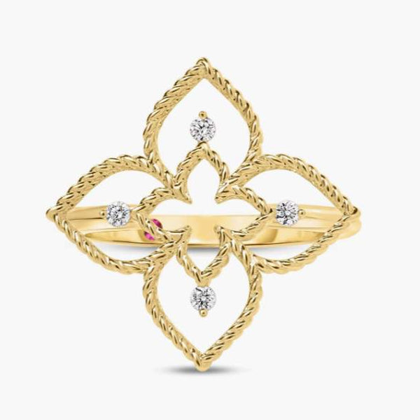 Princess Flower Open Frame Diamond Ring