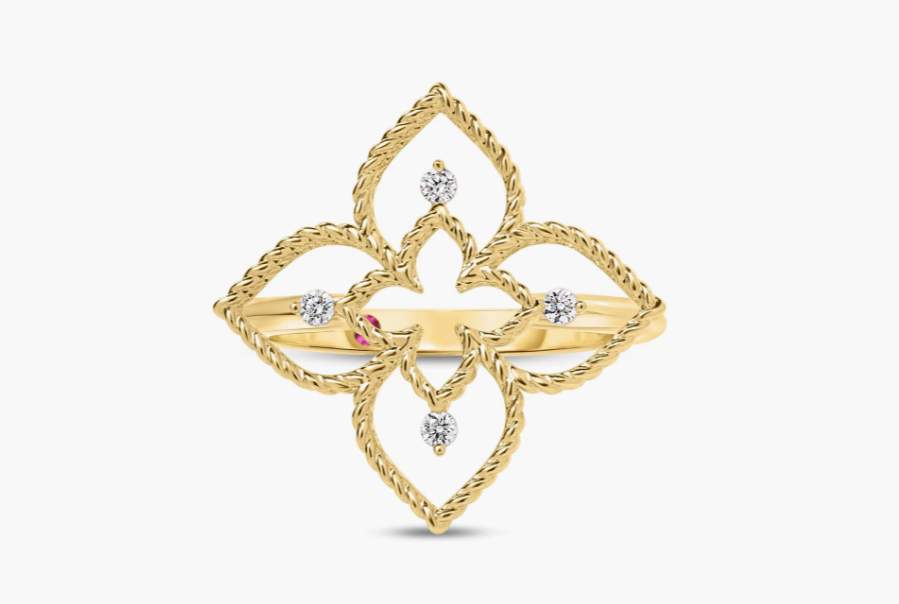 Princess Flower Open Frame Diamond Ring