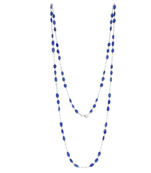 18K White Gold Sapphire & Diamond Link Necklace