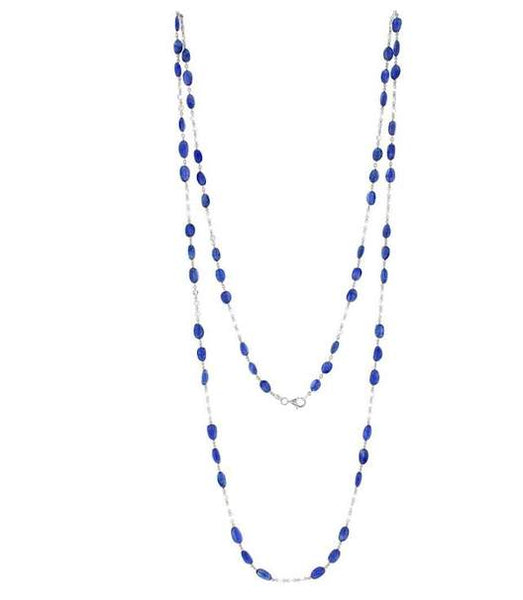 18K White Gold Sapphire & Diamond Link Necklace