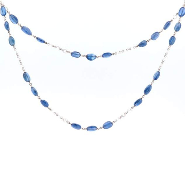 18K White Gold Sapphire & Diamond Link Necklace