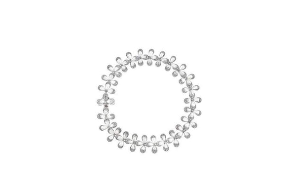 18K White Gold Diamond Flower Motif Bracelet