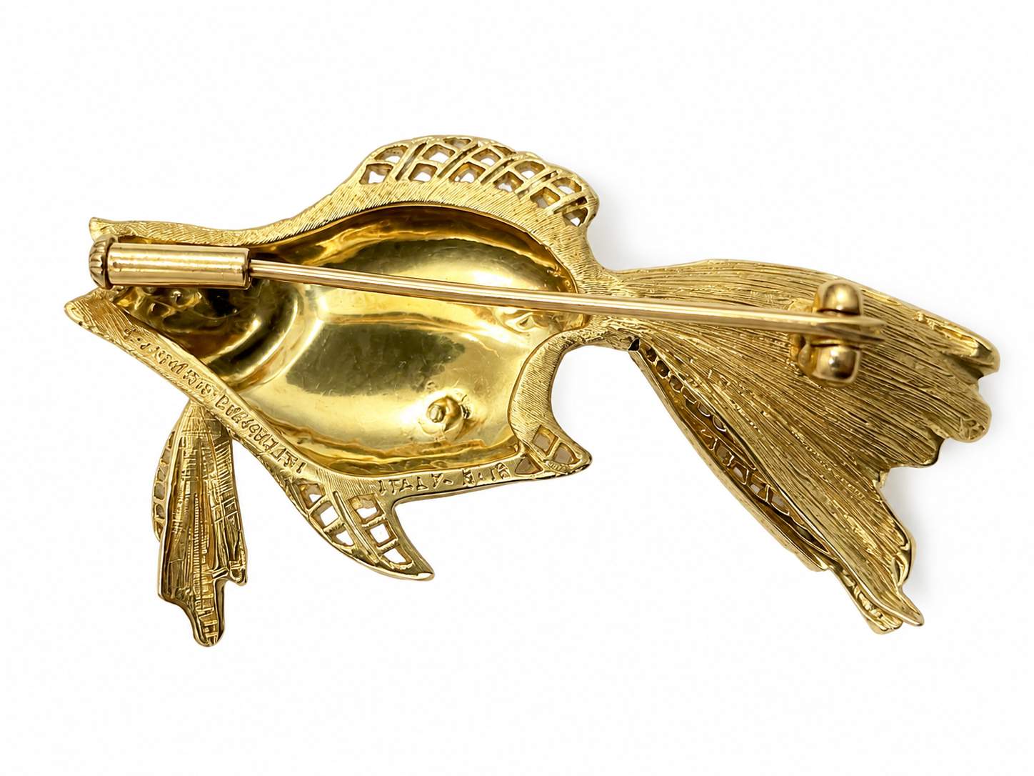 Gianmaria Buccellati 18kt Yellow Gold Rose-Cut Diamond Goldfish Brooch