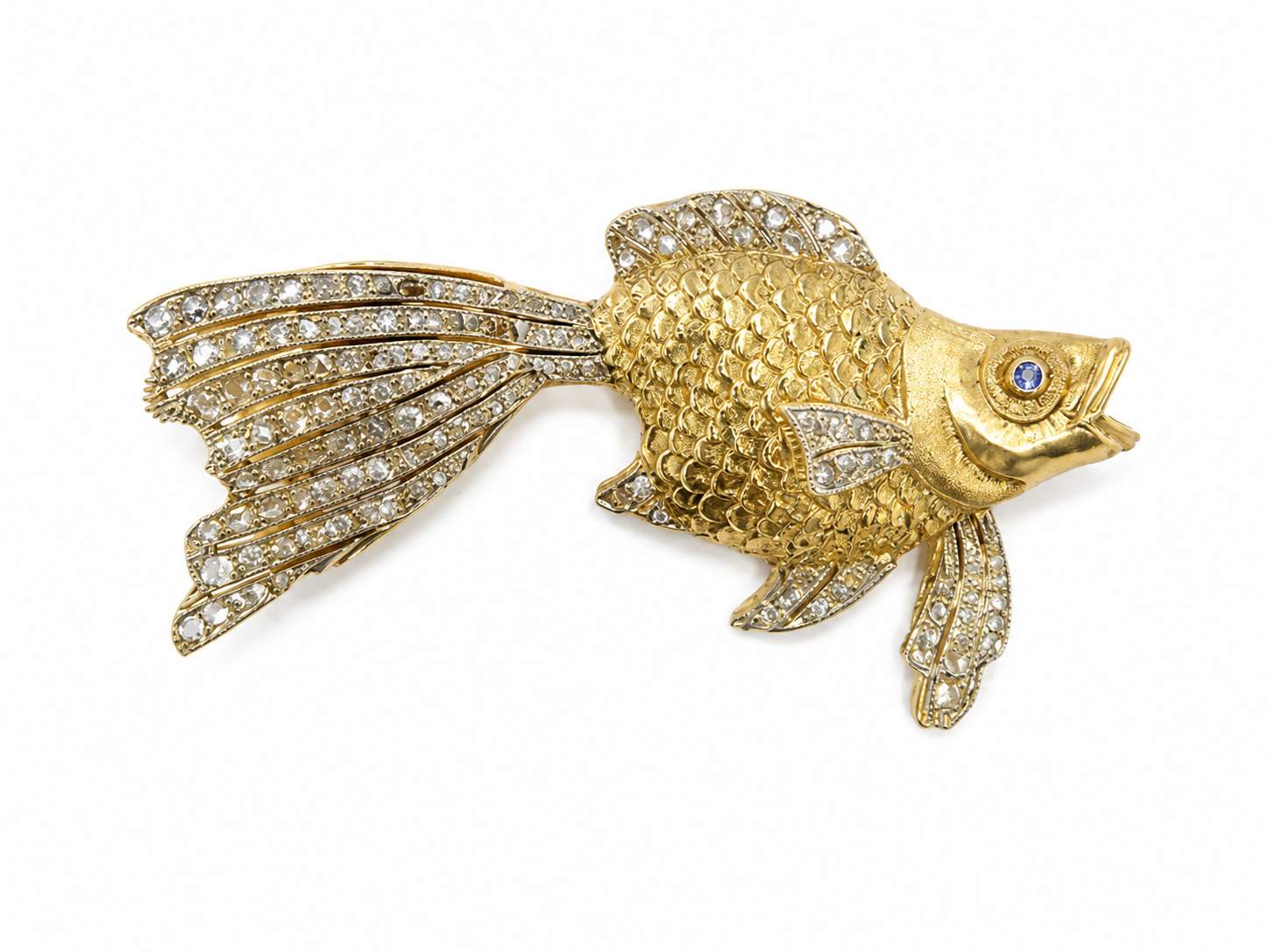 Gianmaria Buccellati 18kt Yellow Gold Rose-Cut Diamond Goldfish Brooch