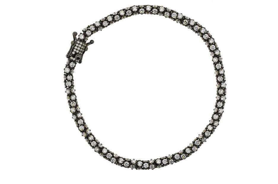 18K Gold, Black Rhodium Diamond Rondel Bracelet