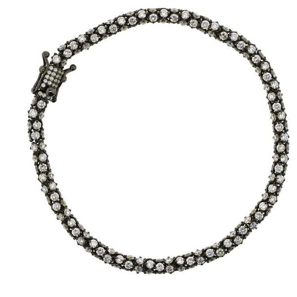 18K Gold, Black Rhodium Diamond Rondel Bracelet