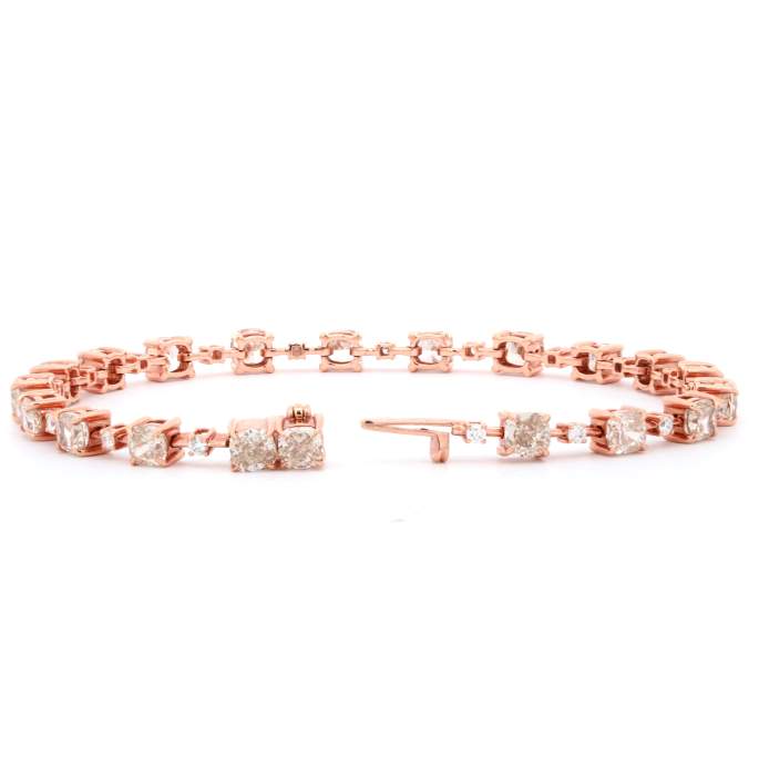 18K Rose Gold Alternating Cushion Diamond Bracelet