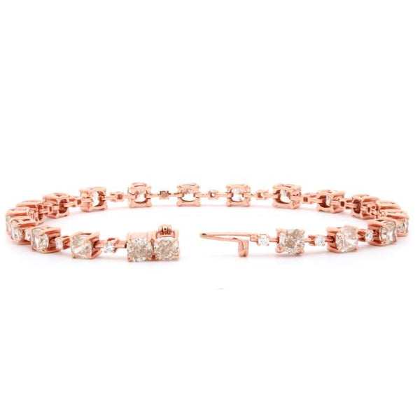 18K Rose Gold Alternating Cushion Diamond Bracelet