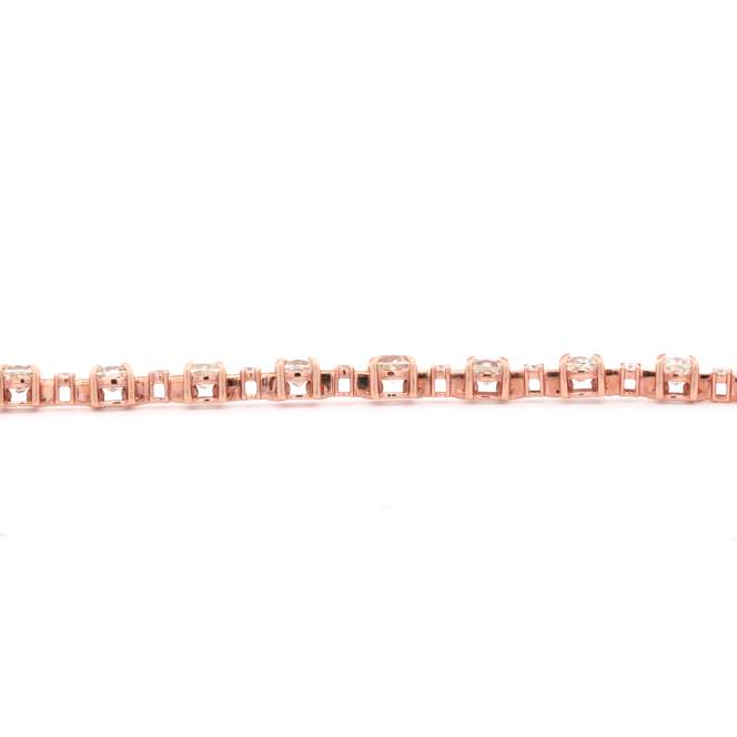 18K Rose Gold Alternating Cushion Diamond Bracelet
