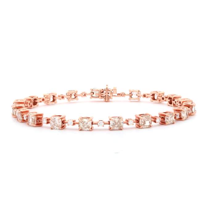 18K Rose Gold Alternating Cushion Diamond Bracelet