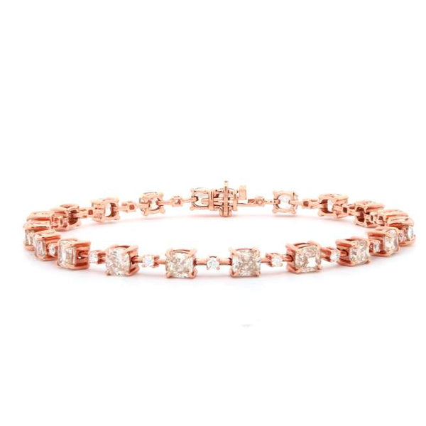 18K Rose Gold Alternating Cushion Diamond Bracelet