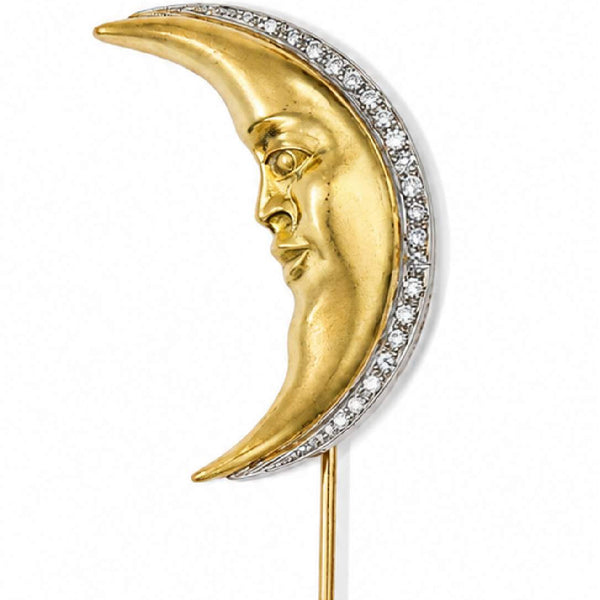 18K Moon and Sun Stick pin