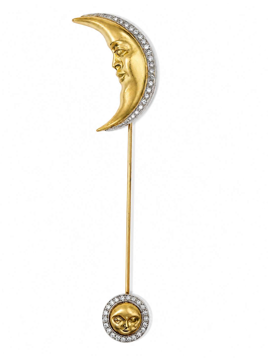 18K Moon and Sun Stick pin