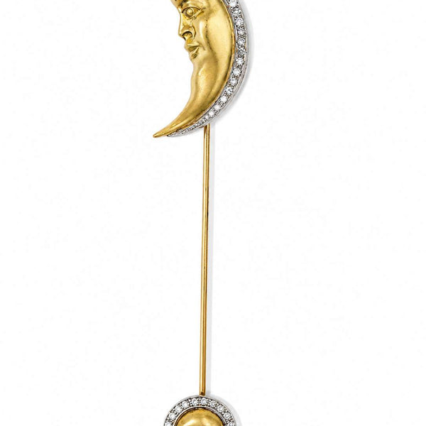 18K Moon and Sun Stick pin