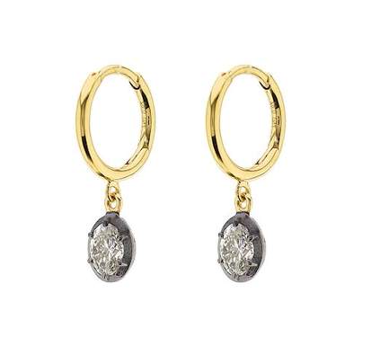 18K Oval Diamond Vintage Style Earrings