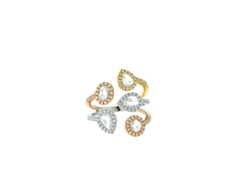 18K Pear & Oval Diamond Ring