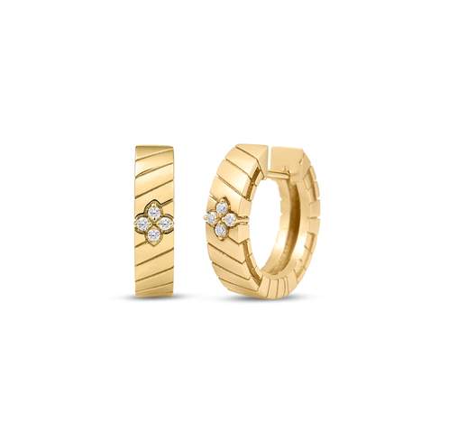 Roberto Coin 18K Diamond Love In Verona Ridged Hoop Earrings