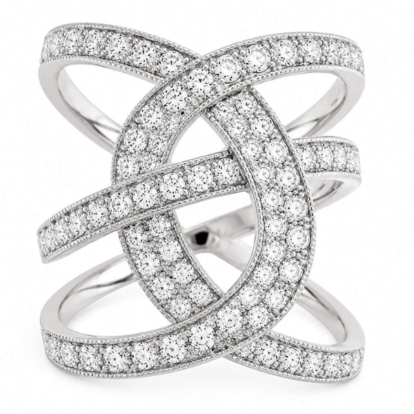 18K White Gold Crossover Diamond Ring