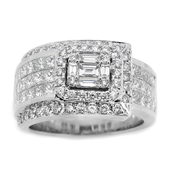 18K White Gold Round And Princess Cut 2.09cttw Diamond