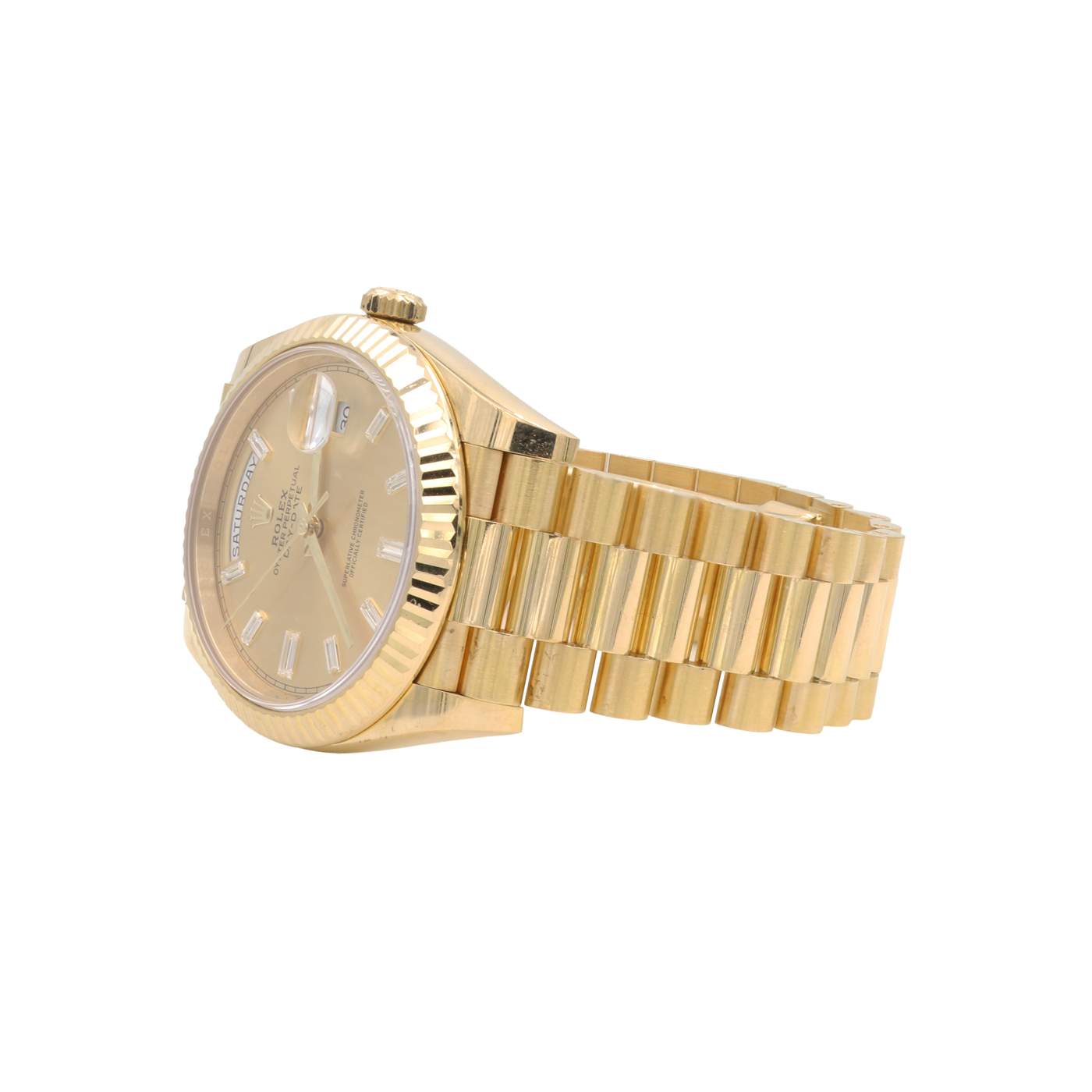Rolex Day-Date 40 18kt Yellow Gold Baguette Diamond Dial Watch