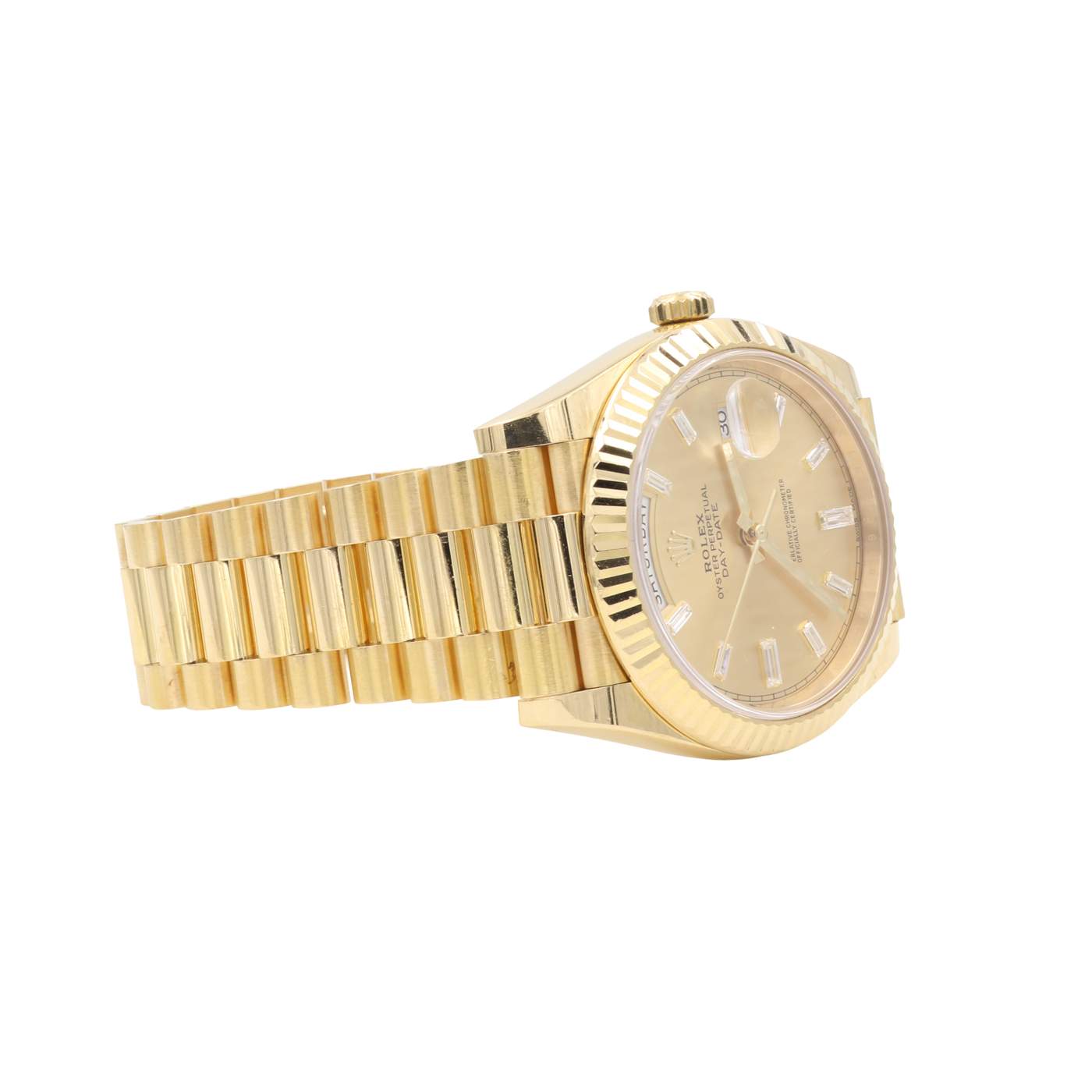 Rolex Day-Date 40 18kt Yellow Gold Baguette Diamond Dial Watch