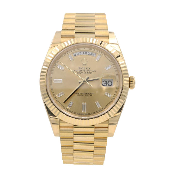 Rolex Day-Date 40 18kt Yellow Gold Baguette Diamond Dial Watch
