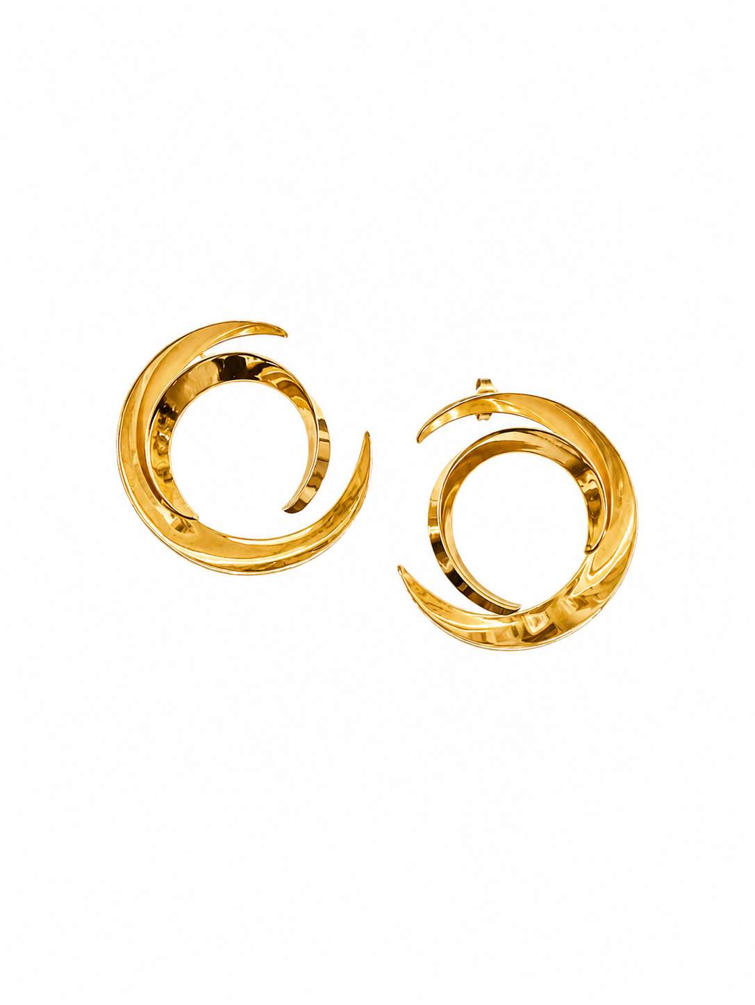 14K Yellow Gold Sculptural Design Gold Earrings