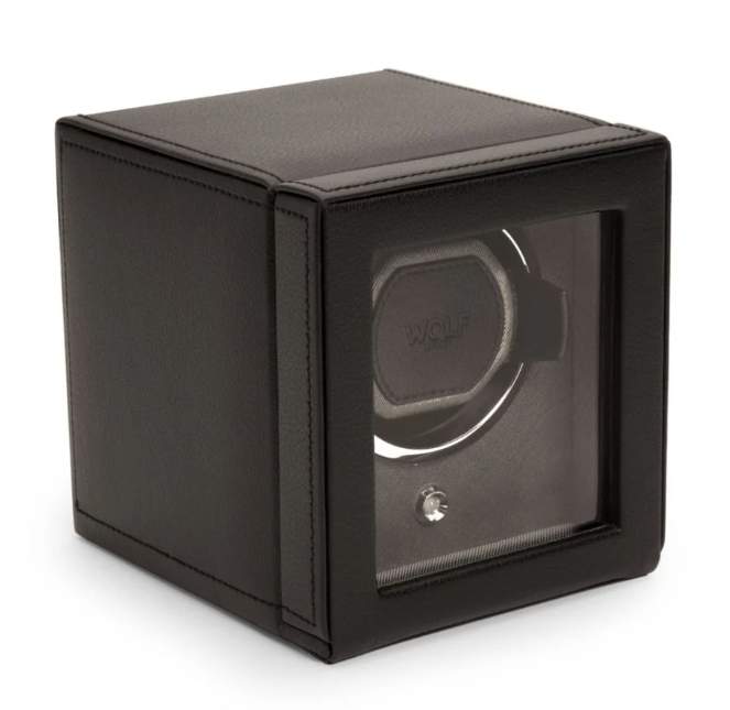 Wolf Cub Single Watch Winder with Cover, Black
