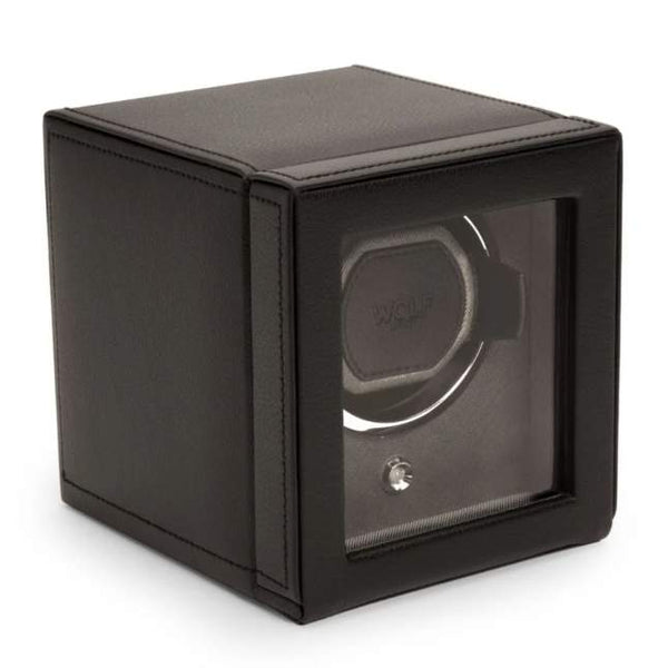 Wolf Cub Single Watch Winder with Cover, Black