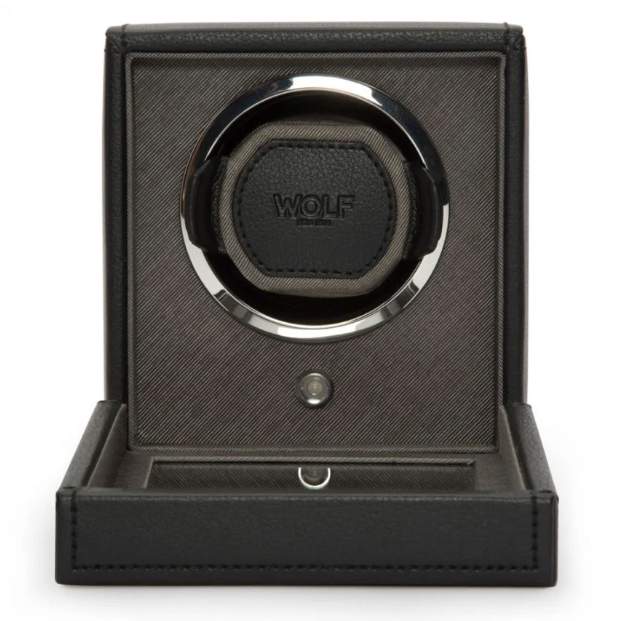 Wolf Cub Single Watch Winder with Cover, Black