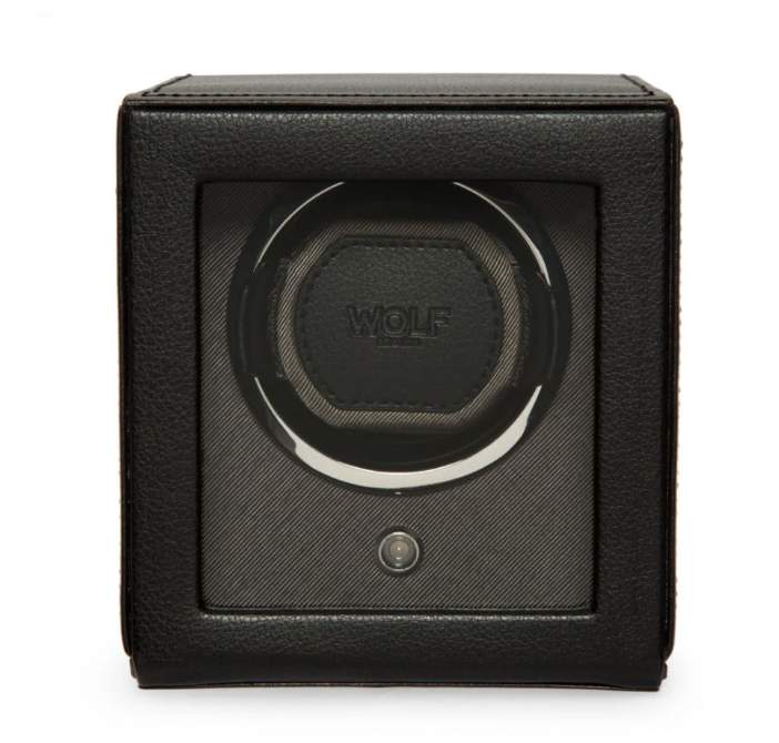 Wolf Cub Single Watch Winder with Cover, Black