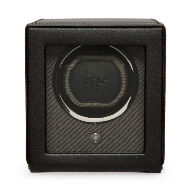Wolf Cub Single Watch Winder with Cover, Black