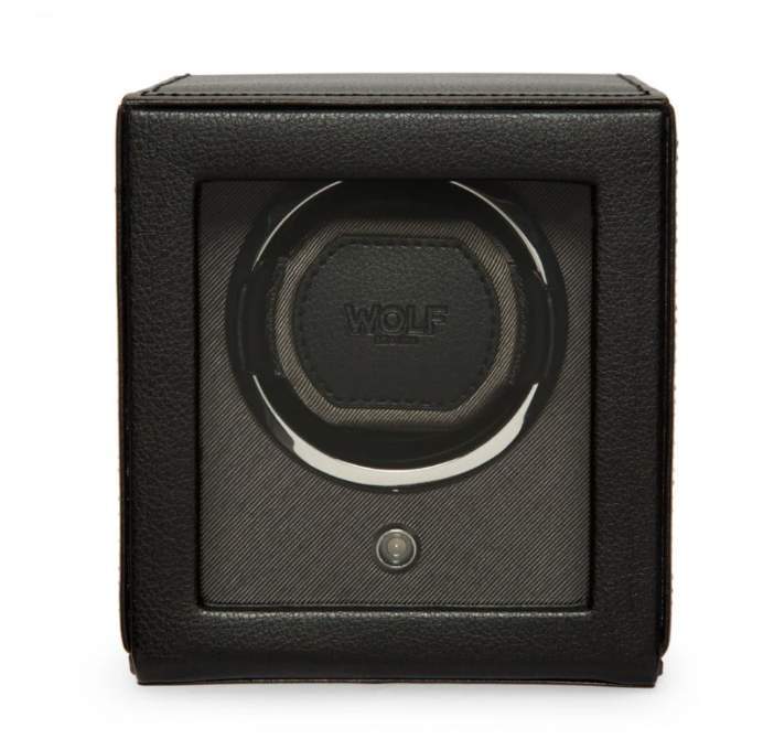 Wolf Cub Black Single Watch Winder with Cover
