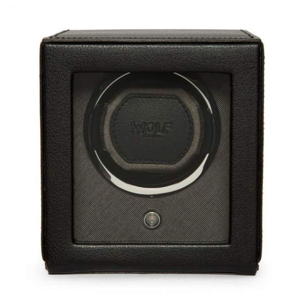 Wolf Cub Black Single Watch Winder with Cover