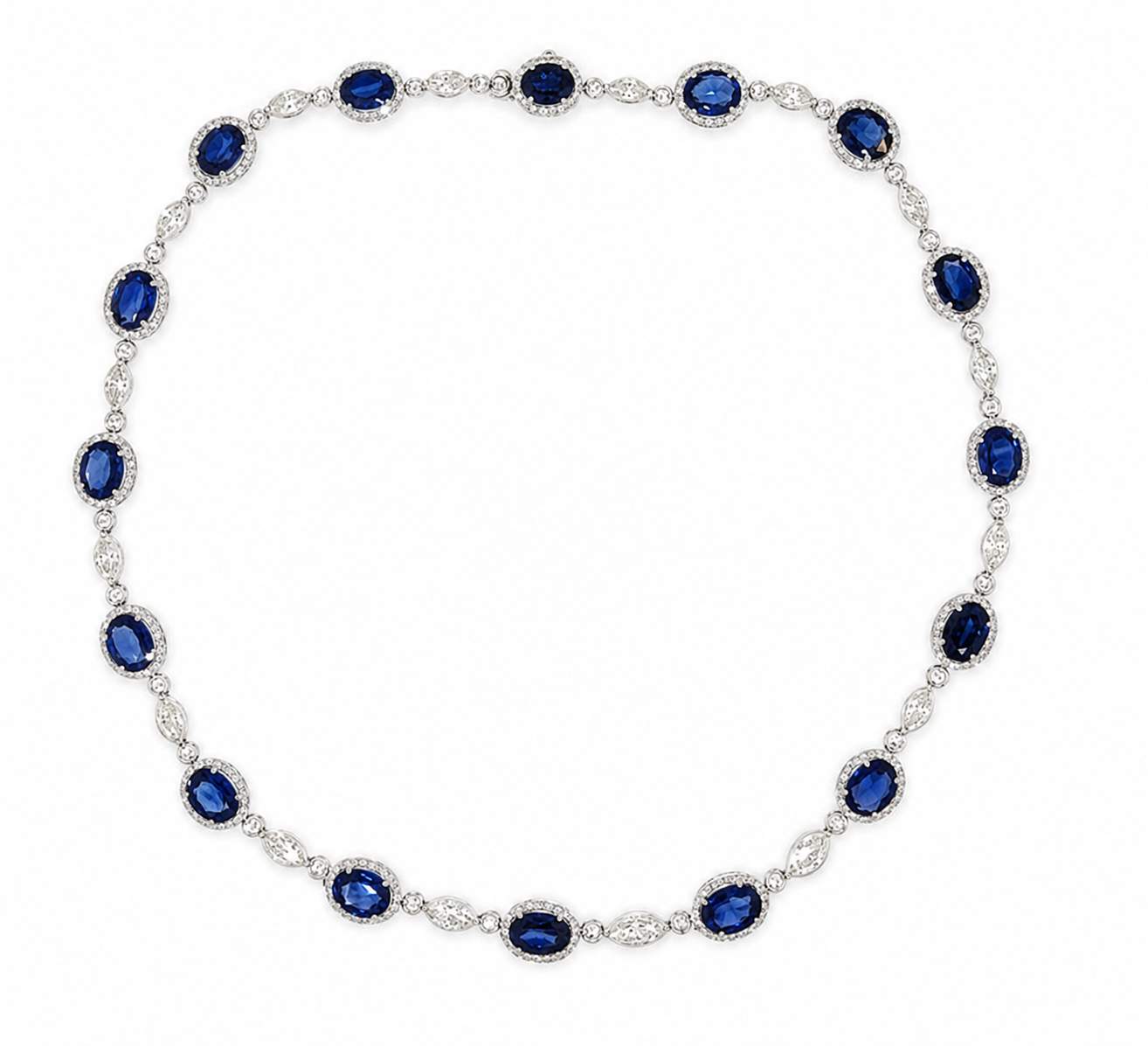 18K Sapphire Diamond Necklace