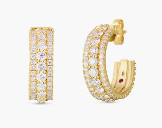 Roberto Coin Siena Diamond 3 Row Hoop Earrings