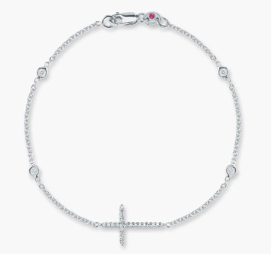 Roberto Coin Tiny Treasures Diamond Cross And Station Bracelet