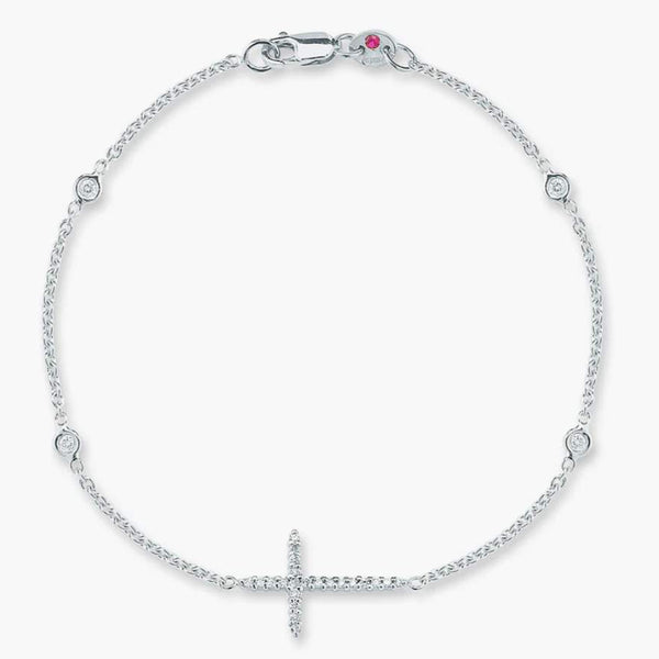 Roberto Coin Tiny Treasures Diamond Cross And Station Bracelet