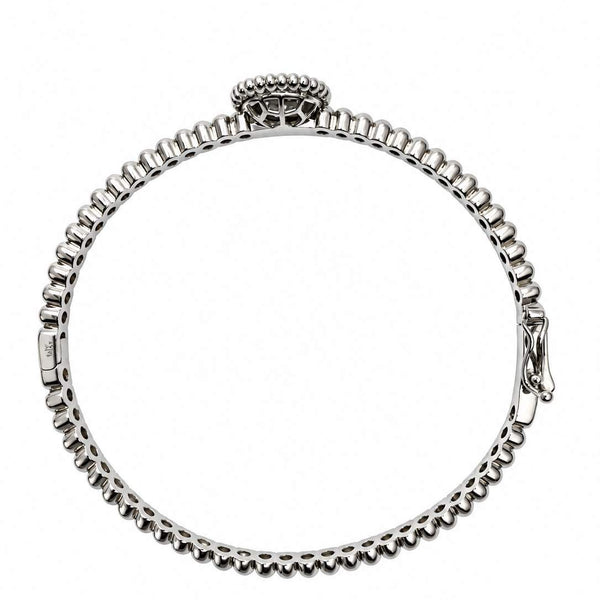 14K Ball Cuff Bracelet With Pave Circle of Diamonds