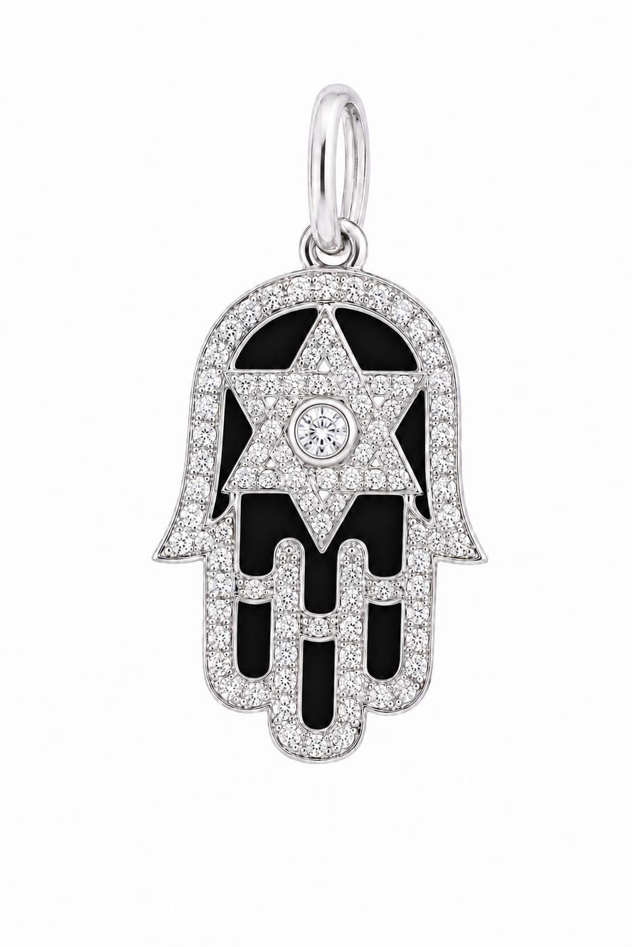 18KHamsa/Hand with Star of David Center