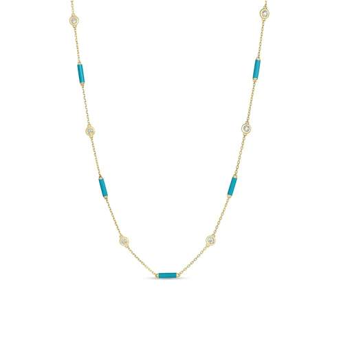 18K Roberto Coin Enamel Turquoise and Diamond necklace