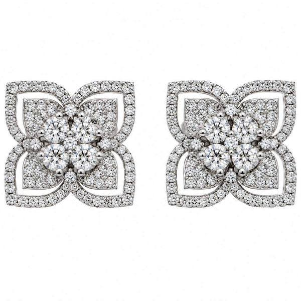 14K Diamond Flower Stud Earrings