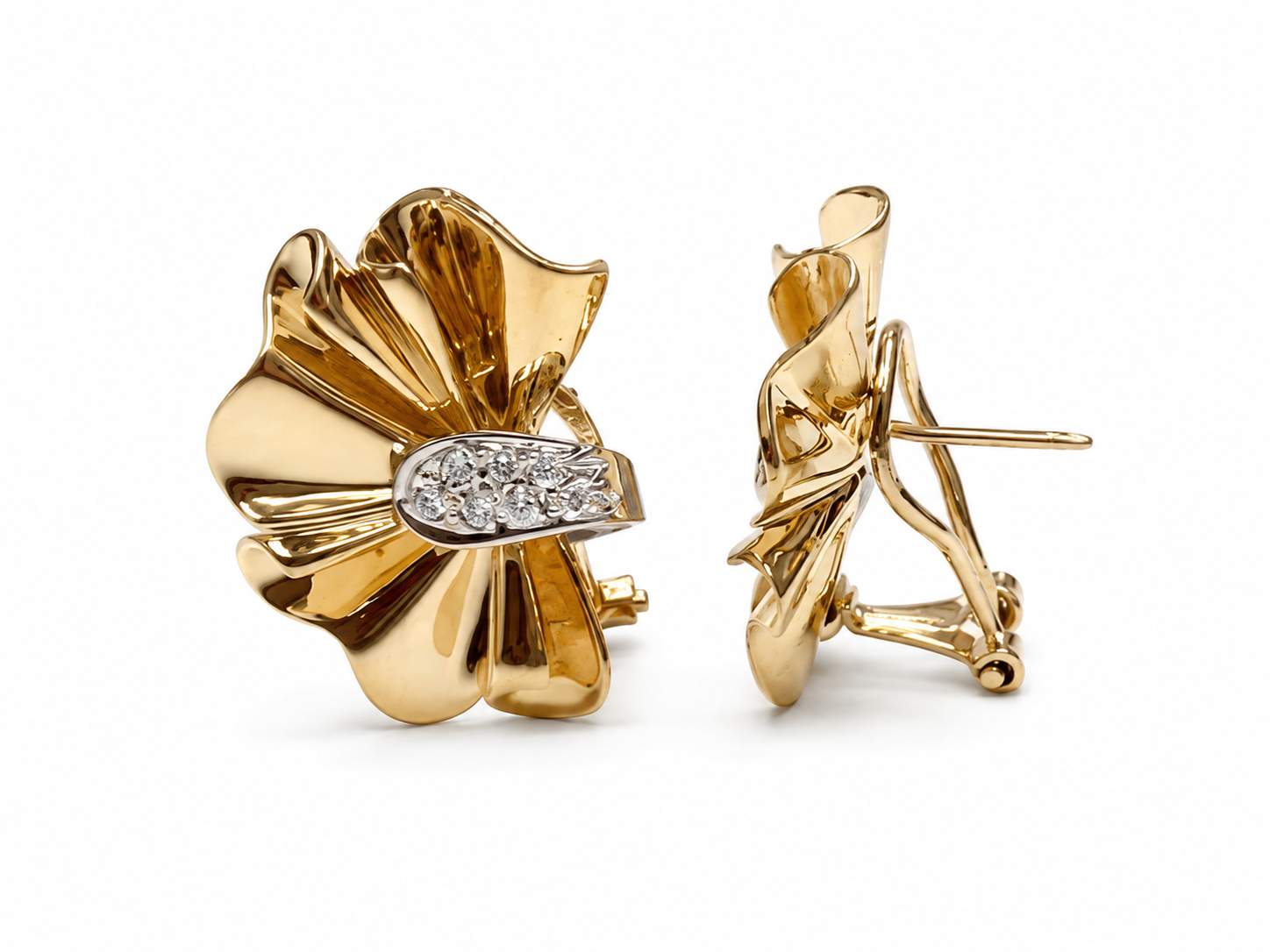 14Karat Diamond Ribbon (Bow) Earrings.