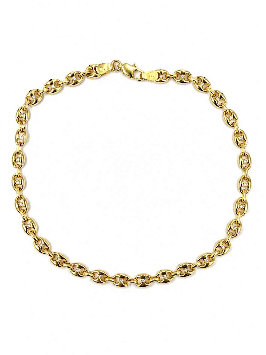 14Karat  Puffed Mariner link, 10" Anklet/Bracelet