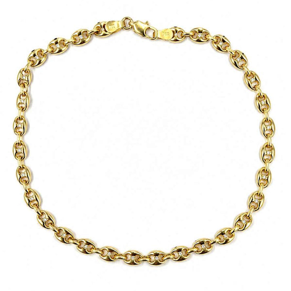 14Karat  Puffed Mariner link, 10" Anklet/Bracelet