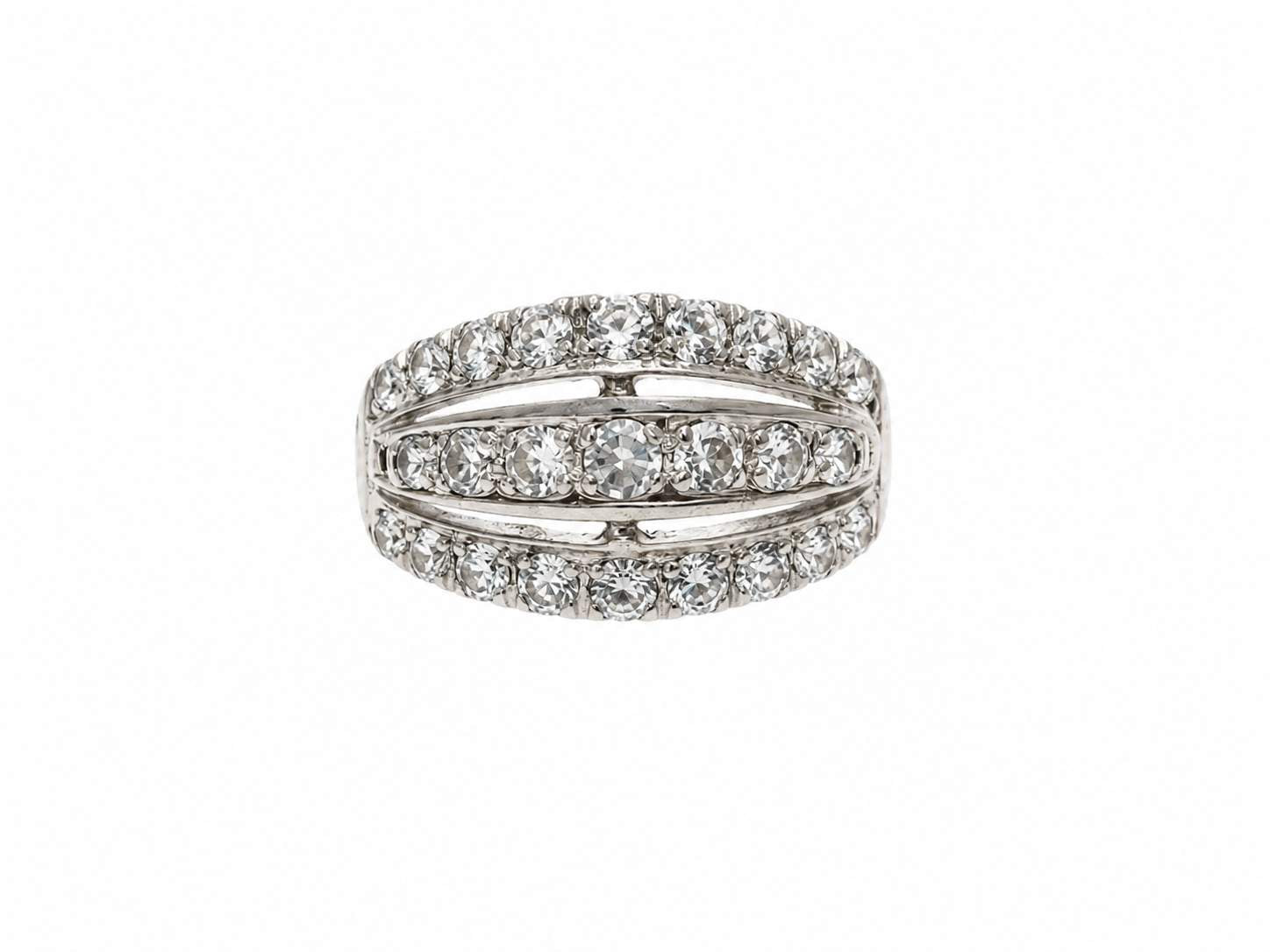 14K   Vintage Style 3 Row fashion ring