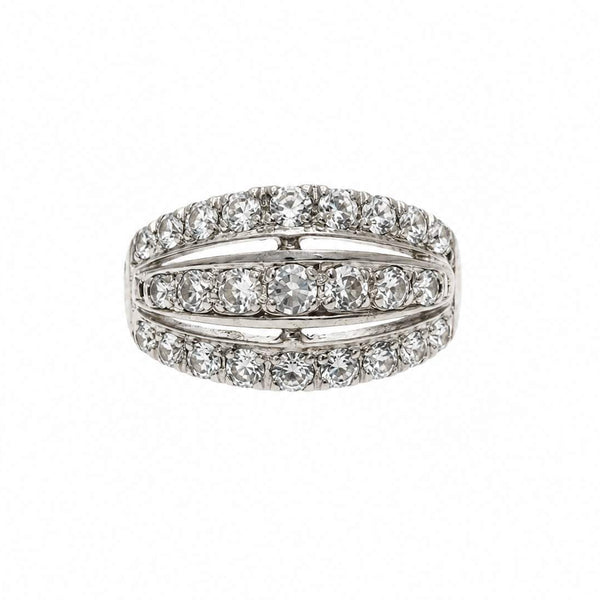 14K   Vintage Style 3 Row fashion ring
