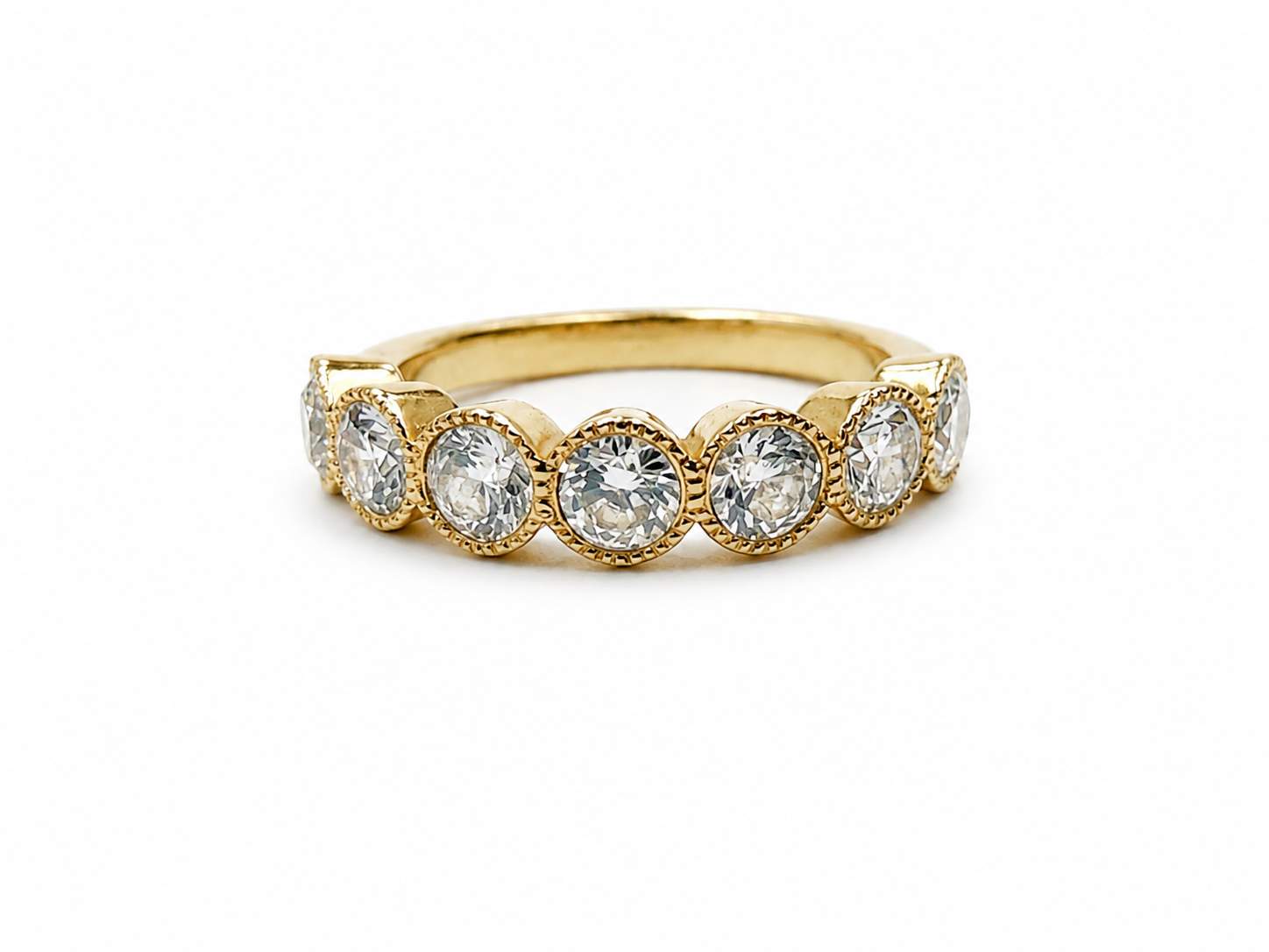 18K Milgrain Bezel set 7 Diamond ring