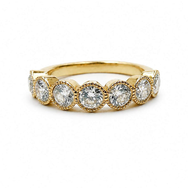 18K Milgrain Bezel set 7 Diamond ring