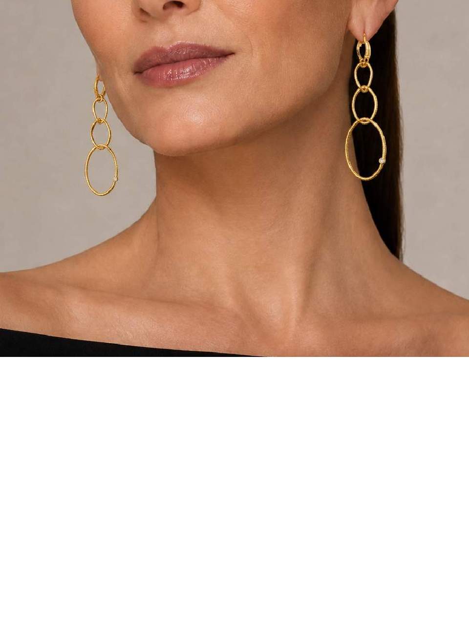 18K Judith Ripka Triple Hoop Drop Earrings with diamonds
